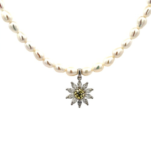 Flourishan "Sunlit Daisies" Necklace - 14k White Gold Vermeil #12292
