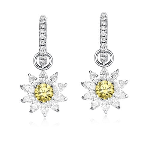 Flourishan "Sunlit Daisies" Earrings - 14k White Gold Vermeil #12293