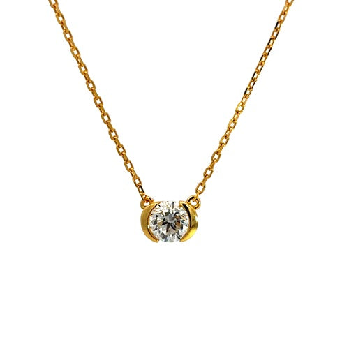 Flourishan "Embrace" Half Bezel Necklace - 14k Gold Vermeil