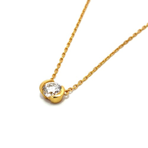 Flourishan "Embrace" Half Bezel Necklace - 14k Gold Vermeil