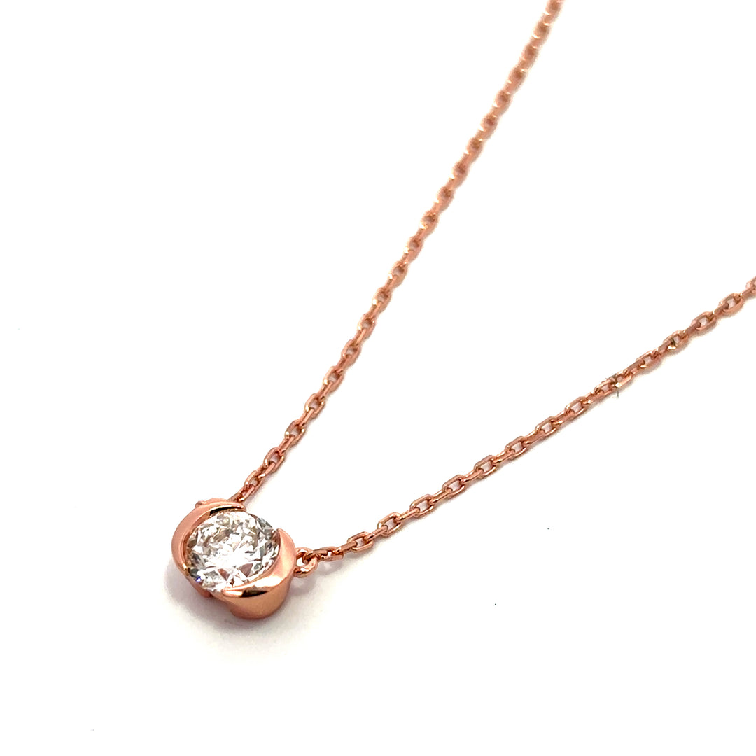 Flourishan "Embrace" Half Bezel Necklace - 14k Gold Vermeil
