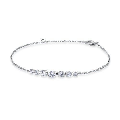 Flourishan "Guardian Heart" Half Bezel Bracelet - 14k White Gold Vermeil #12307