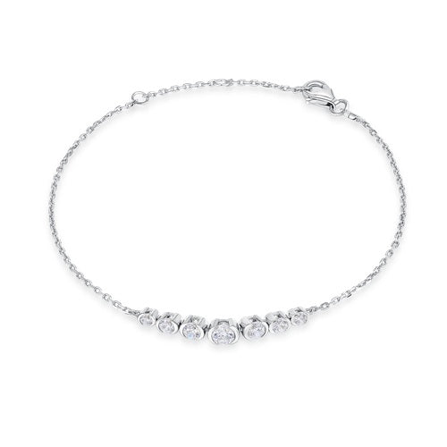 Flourishan "Guardian Heart" Half Bezel Bracelet - 14k White Gold Vermeil #12307
