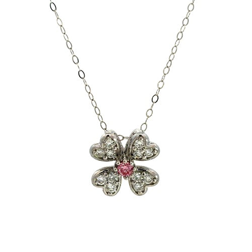 Flourishan Four Leaf Clover Pendant  - 14k White Gold Vermeil #12309