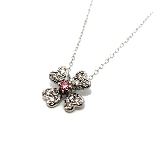 Flourishan Four Leaf Clover Pendant  - 14k White Gold Vermeil #12309