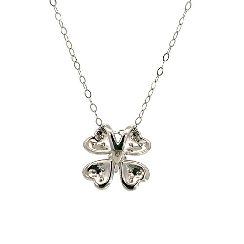 Flourishan Four Leaf Clover Pendant  - 14k White Gold Vermeil #12309