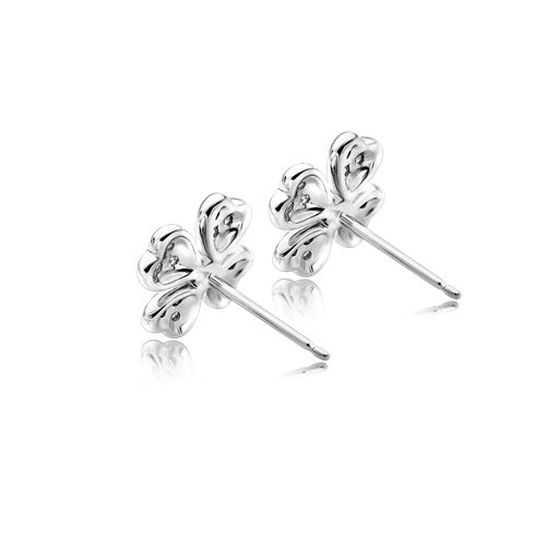 Flourishan Four Leaf Clover Stud Earrings - 14k White Gold Vermeil #12311