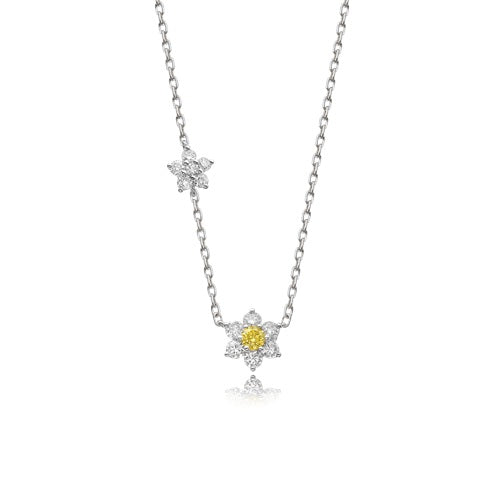 Flourishan "Twin Flower" Necklace - 14k White Gold Vermeil #12312