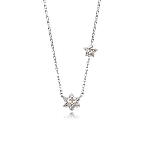 Flourishan "Twin Flower" Necklace - 14k White Gold Vermeil #12312