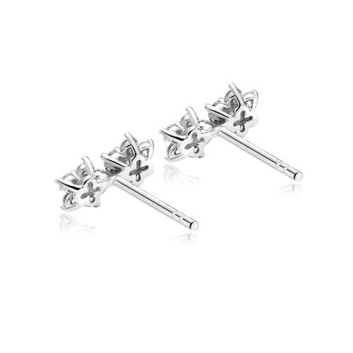 Flourishan "Twin Flower" Stud Earrings - 14k White Gold Vermeil #12313