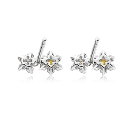 Flourishan "Twin Flower" Stud Earrings - 14k White Gold Vermeil #12313