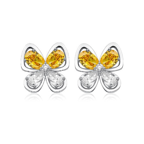 Flourishan "Butterfly's Dance" Stud Earring - 14k White Gold Vermeil #12315