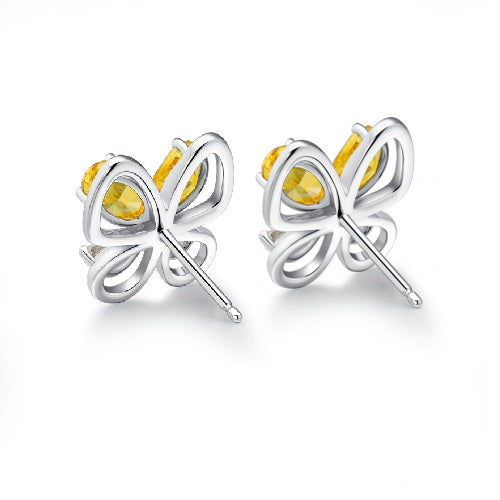 Flourishan "Butterfly's Dance" Stud Earring - 14k White Gold Vermeil #12315