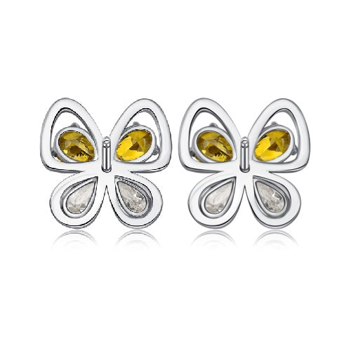 Flourishan "Butterfly's Dance" Stud Earring - 14k White Gold Vermeil #12315