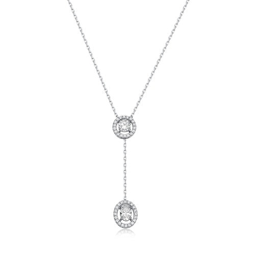 Flourishan "Love Connection" Y-Necklace - 14k White Gold Vermeil #12317