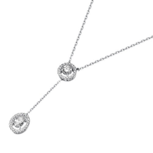 Flourishan "Love Connection" Y-Necklace - 14k White Gold Vermeil #12317