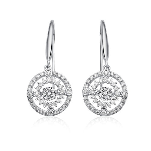 Flourishan "Complete" Halo Hook Earrings - 14k White Gold Vermeil #12322