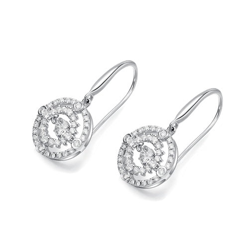 Flourishan "Complete" Halo Hook Earrings - 14k White Gold Vermeil #12322