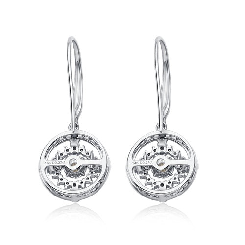 Flourishan "Complete" Halo Hook Earrings - 14k White Gold Vermeil #12322