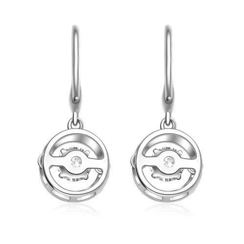 Flourishan "Complete" Hook Earrings - 14k White Gold Vermeil #12323