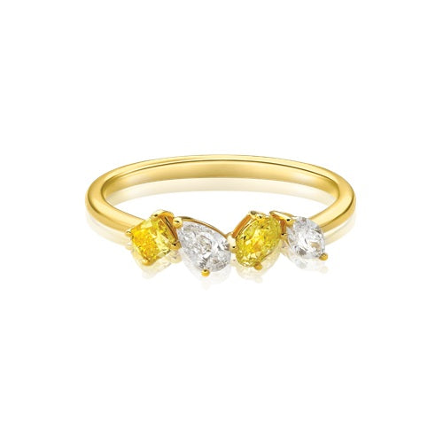 Flourishan Multi-Shaped Cluster Ring - 14k Yellow Gold Vermeil #12325