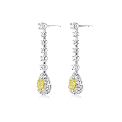 Flourishan "Golden Sunbeam" Drop Earrings - 14k White Gold Vermeil #12328