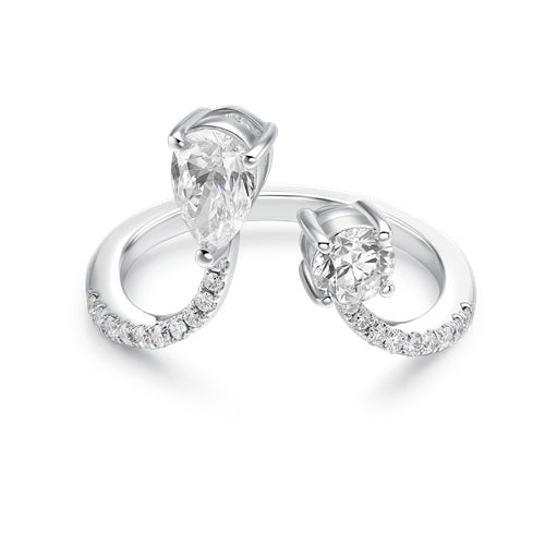 Flourishan "Tulip Harmony" Open Ring - 14k White Gold Vermeil #12331