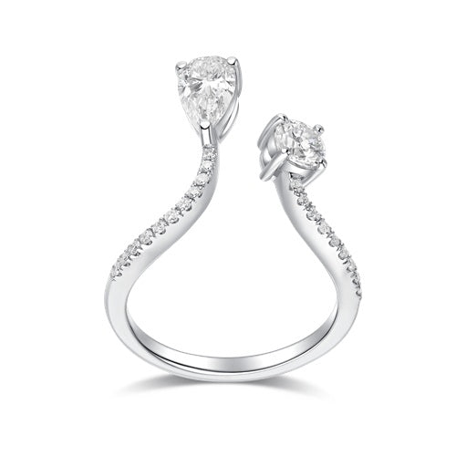 Flourishan "Tulip Harmony" Open Ring - 14k White Gold Vermeil #12331