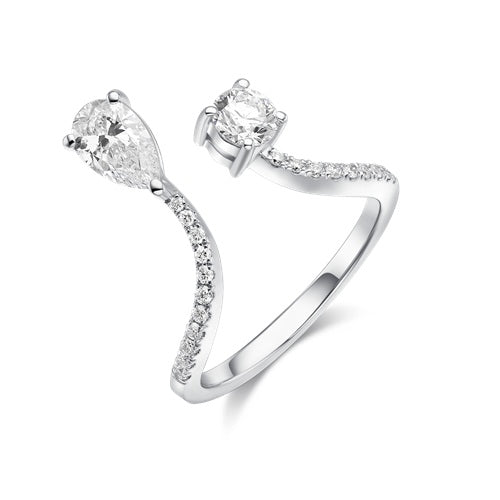 Flourishan "Tulip Harmony" Open Ring - 14k White Gold Vermeil #12331