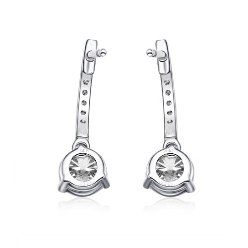 Flourishan "Radiant Finale" Drop Earrings - 14k White Gold Vermeil #12333