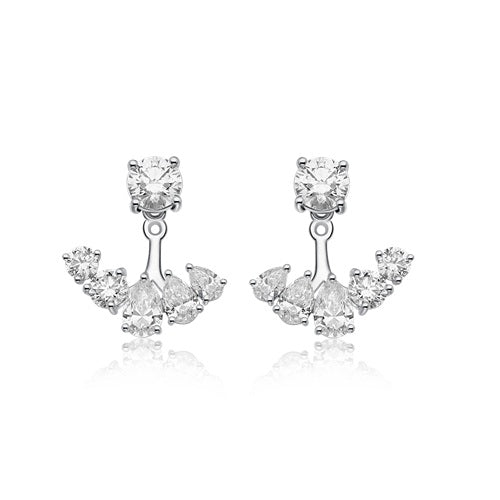 Flourishan "Radiant Fan" Peek A Boo Earrings - 14k White Gold Vermeil #12335