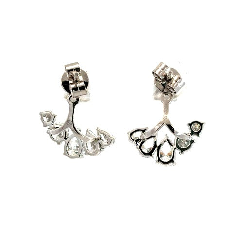 Flourishan "Radiant Fan" Peek A Boo Earrings - 14k White Gold Vermeil #12335