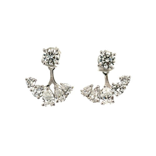 Flourishan "Radiant Fan" Peek A Boo Earrings - 14k White Gold Vermeil #12335