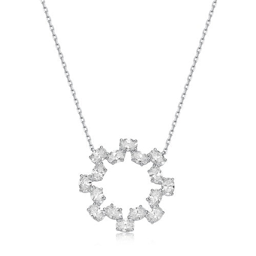 Flourishan "Solar Radiance" Circle Necklace - 14k White Gold Vermeil #12339