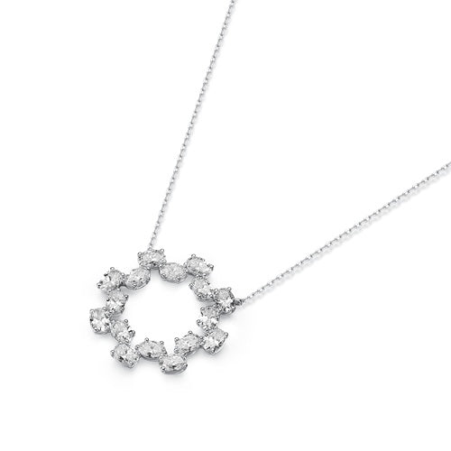Flourishan "Solar Radiance" Circle Necklace - 14k White Gold Vermeil #12339