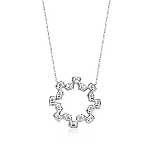 Flourishan "Solar Radiance" Circle Necklace - 14k White Gold Vermeil #12339
