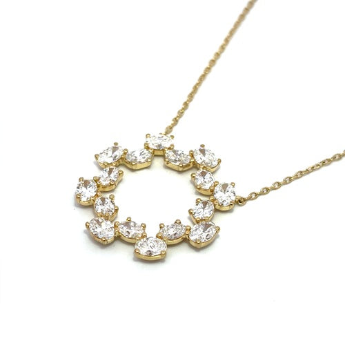 Flourishan "Solar Radiance" Circle Necklace - 14k Yellow Gold Vermeil #12340