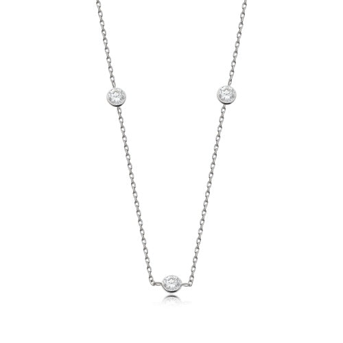 Flourishan "Galaxy Chain" Bezel Necklace - 14k White Gold Vermeil #12342