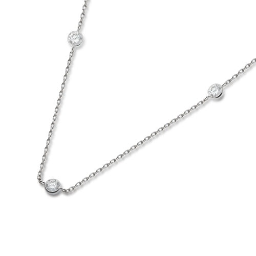 Flourishan "Galaxy Chain" Bezel Necklace - 14k White Gold Vermeil #12342