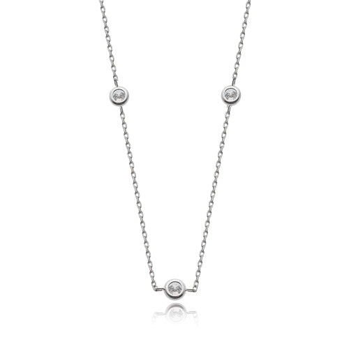 Flourishan "Galaxy Chain" Bezel Necklace - 14k White Gold Vermeil #12342