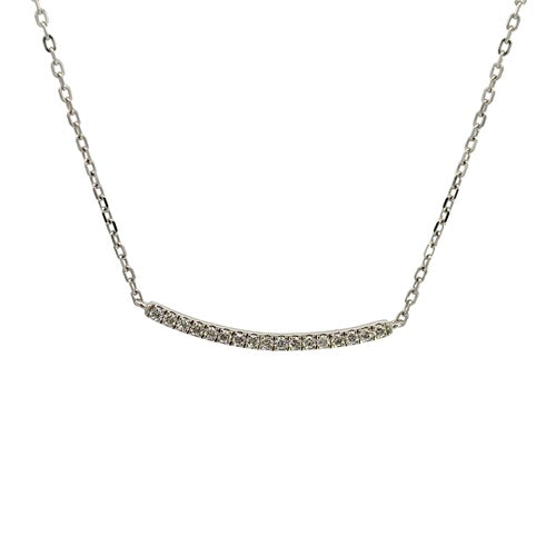 Flourishan Curved Bar Necklace - 14k White Gold Vermeil #12343