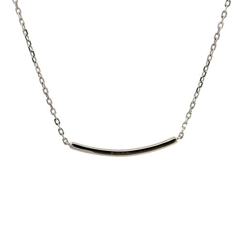 Flourishan Curved Bar Necklace - 14k White Gold Vermeil #12343
