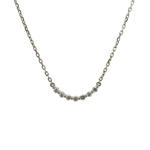 Flourishan Curved Bar Necklace - 18k White Gold Vermeil #12344