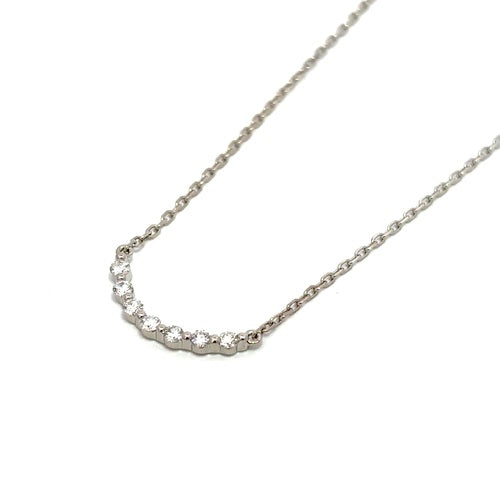 Flourishan Curved Bar Necklace - 18k White Gold Vermeil #12344