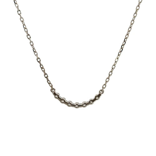 Flourishan Curved Bar Necklace - 18k White Gold Vermeil #12344