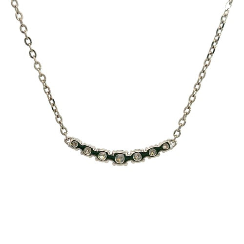 Flourishan Curved Bar Necklace - 14k White Gold Vermeil #12345