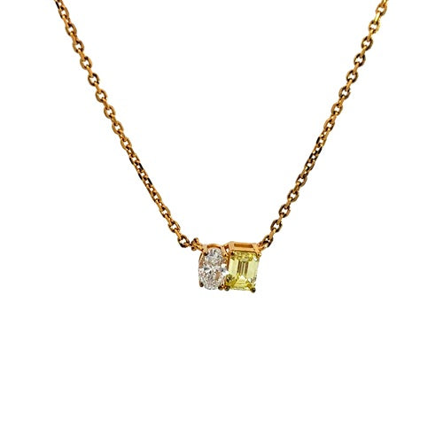 Flourishan Two Stone Necklace - 14k Yellow Gold Vermeil #12346