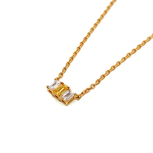 Flourishan Three Stone Necklace - 14k Yellow Gold Vermeil #12347