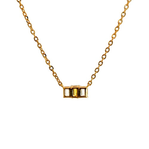 Flourishan Three Stone Necklace - 14k Yellow Gold Vermeil #12347