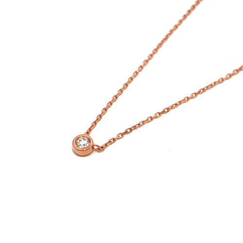 Flourishan "Everyday Elegance" Bezel Necklace - 14k Rose Gold Vermeil #12348